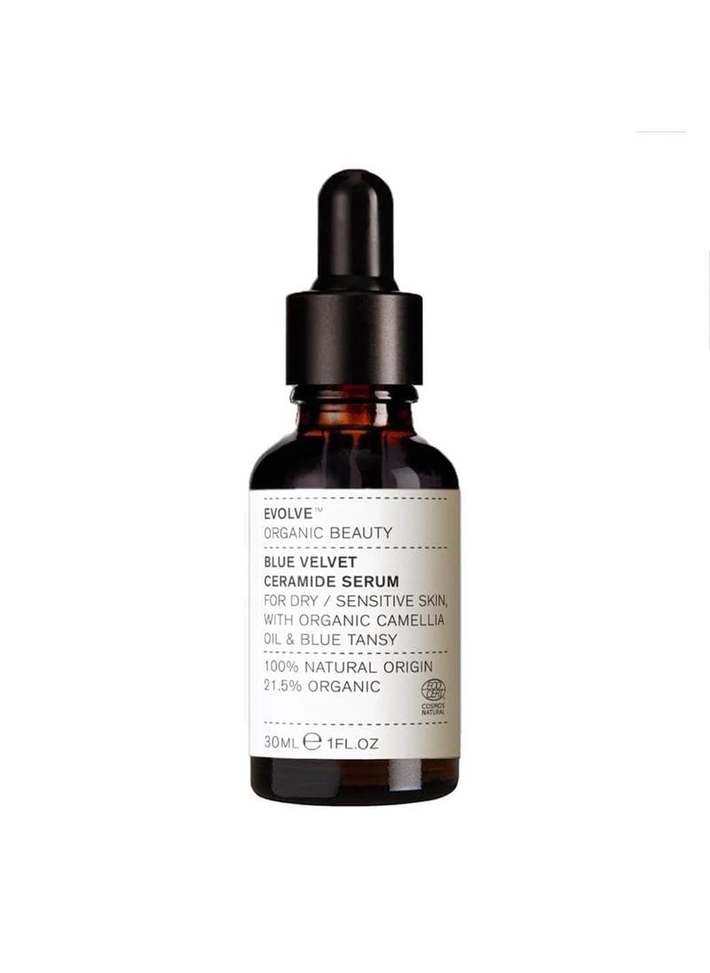 Evolve Organic Beauty  Natural Blue Velvet Ceramide Serum  Small Batch Vegan Clean Beauty 1 fl oz  30 ml