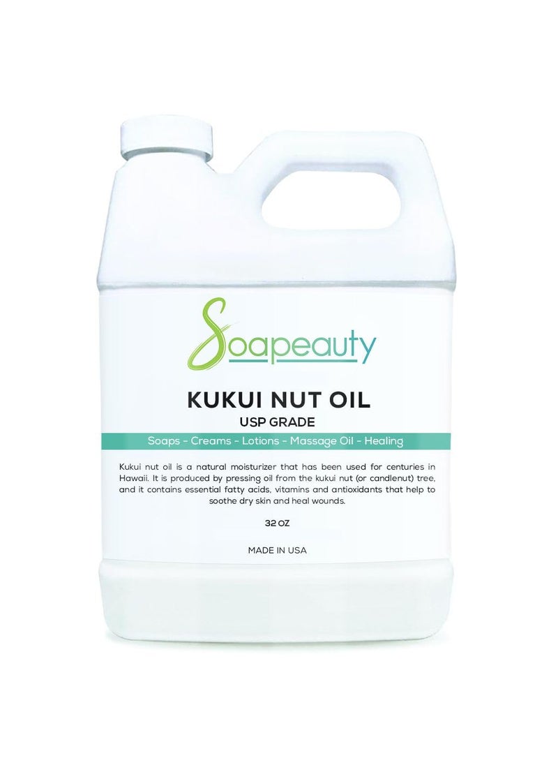 KUKUI NUT OIL Cold Pressed Unrefined  100 Natural Available in Bulk  Carrier for Essential Oils Face Skin Hair Moisturizer Soap Making  32 fl oz