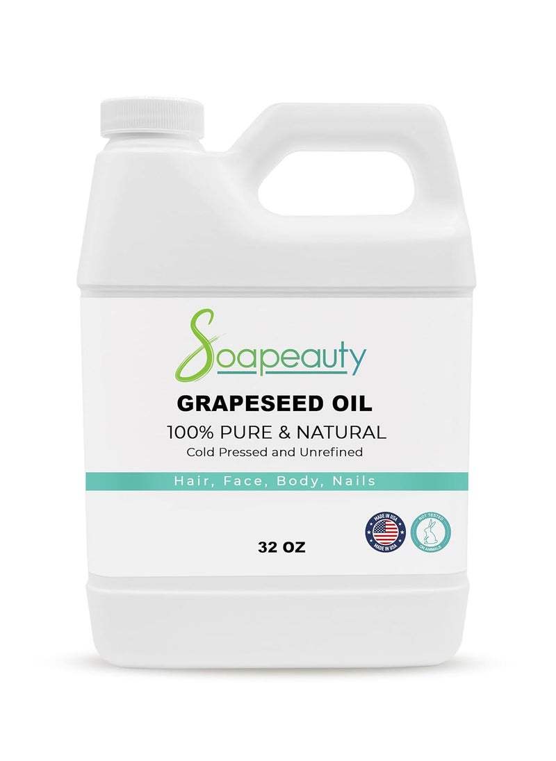 GRAPESEED Oil Cold Pressed Unrefined  100 Natural Available in Bulk  Carrier for Essential Oils Face Skin Hair Moisturizer Soap Making  32 OZ