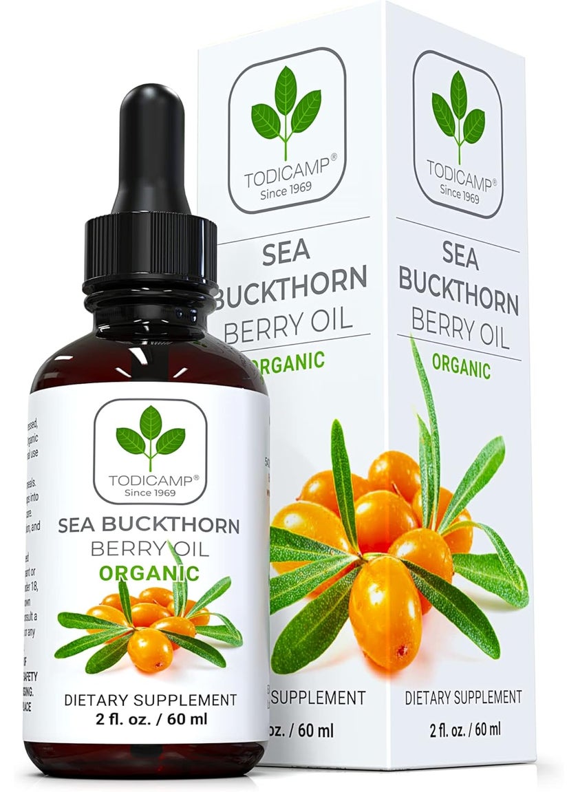 Sea Buckthorn Oil Organic  2 fl oz ColdPressed Sea Buckthorn Berry Oil  Seabuckthorn Oil for Face and Organic Sea Buckthorn Oil Supplement