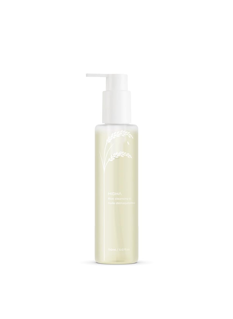 MIDHA Rice Cleansing oil for clean and mild wash for face non greasy and light texture quick emulsifying rice bran oil quick and easy makeup remove