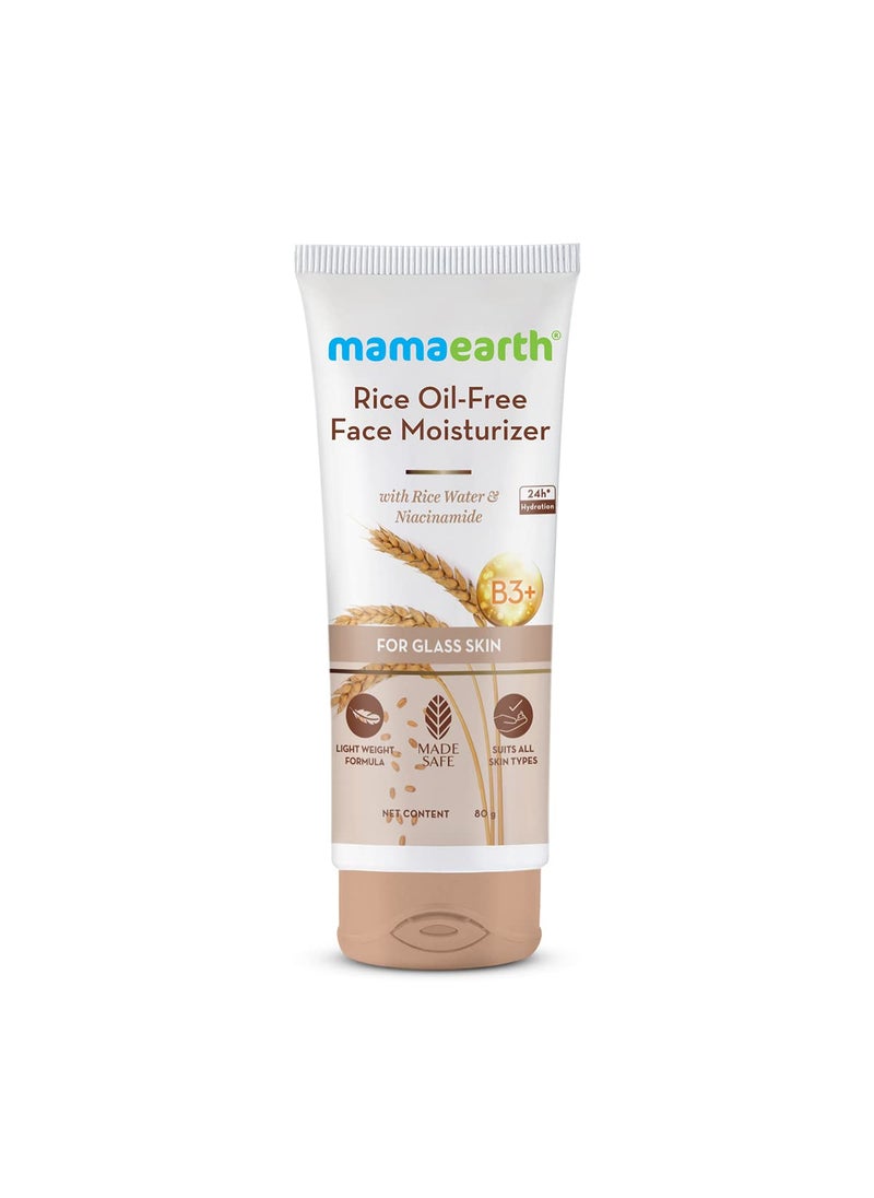 MAMAEARTH Rice Water Oil Free Face Moisturizer  24Hour Hydration with Niacinamide  Controls Excess Oil  Minimizes Open Pores  NonComedogenic  NonSticky Formula  282 Oz80g