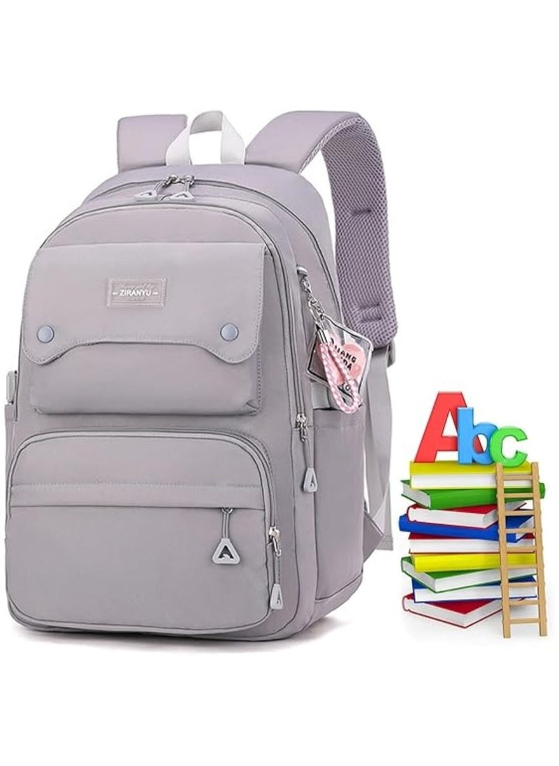 Trendy Grey School Backpack for Kids