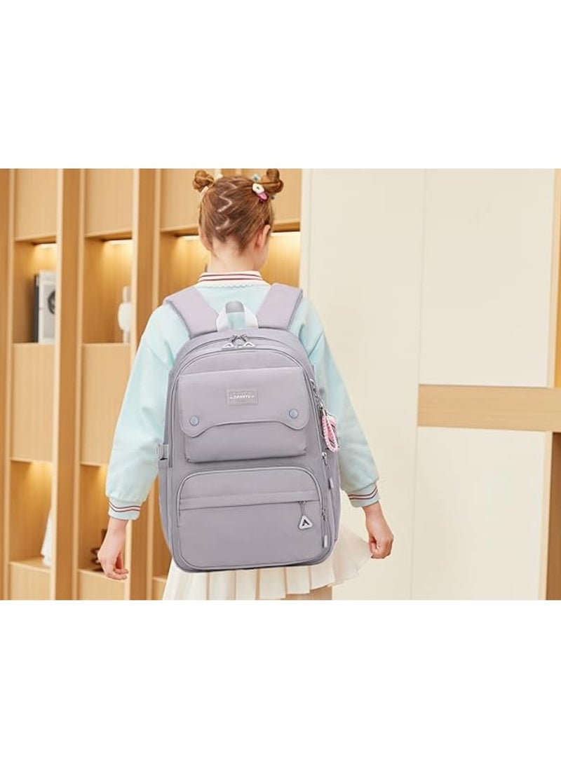 Trendy Grey School Backpack for Kids