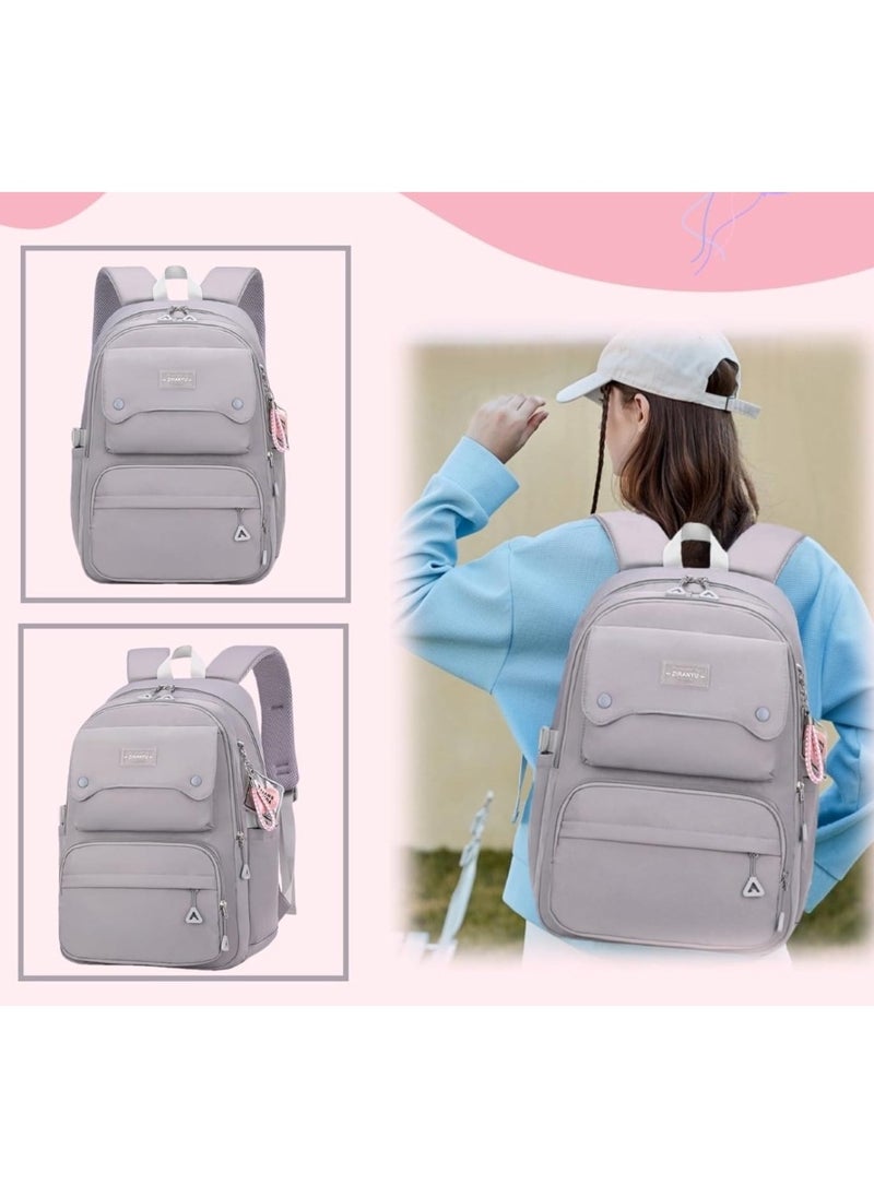 Trendy Grey School Backpack for Kids