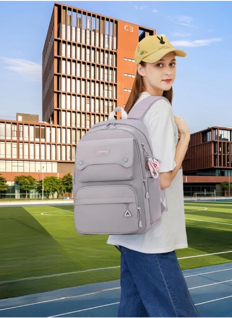Trendy Grey School Backpack for Kids
