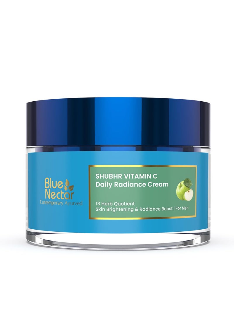 Blue Nectar PlantBased Vitamin C Face Cream for Glowing Skin Dark Spot Removal Cream for Men with Green Apple and Almond Oil 13 Herbs 176Oz