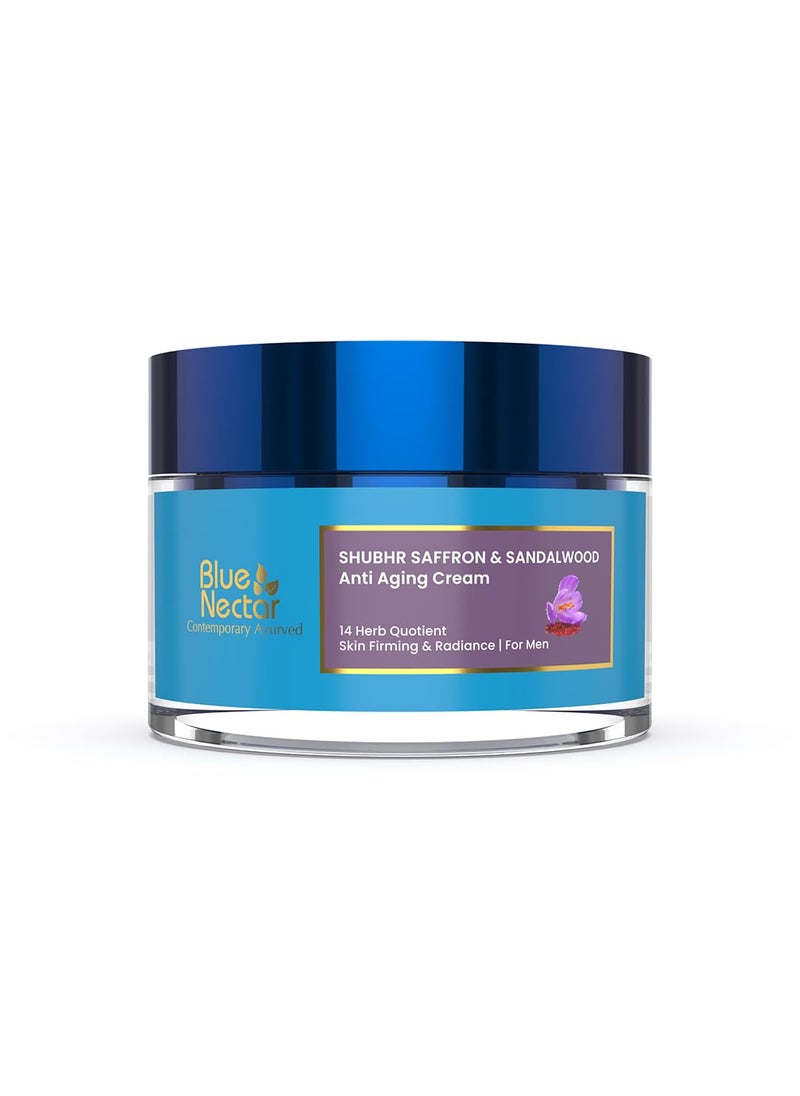 Blue Nectar Moisturizer Face Cream Ayurvedic Anti Aging Wrinkle Cream for Aging Skin Ancient blend of Saffron  Turmeric for Skin Firming  With Plant Based Collagen BoosterMen 14 Herbs17 Oz