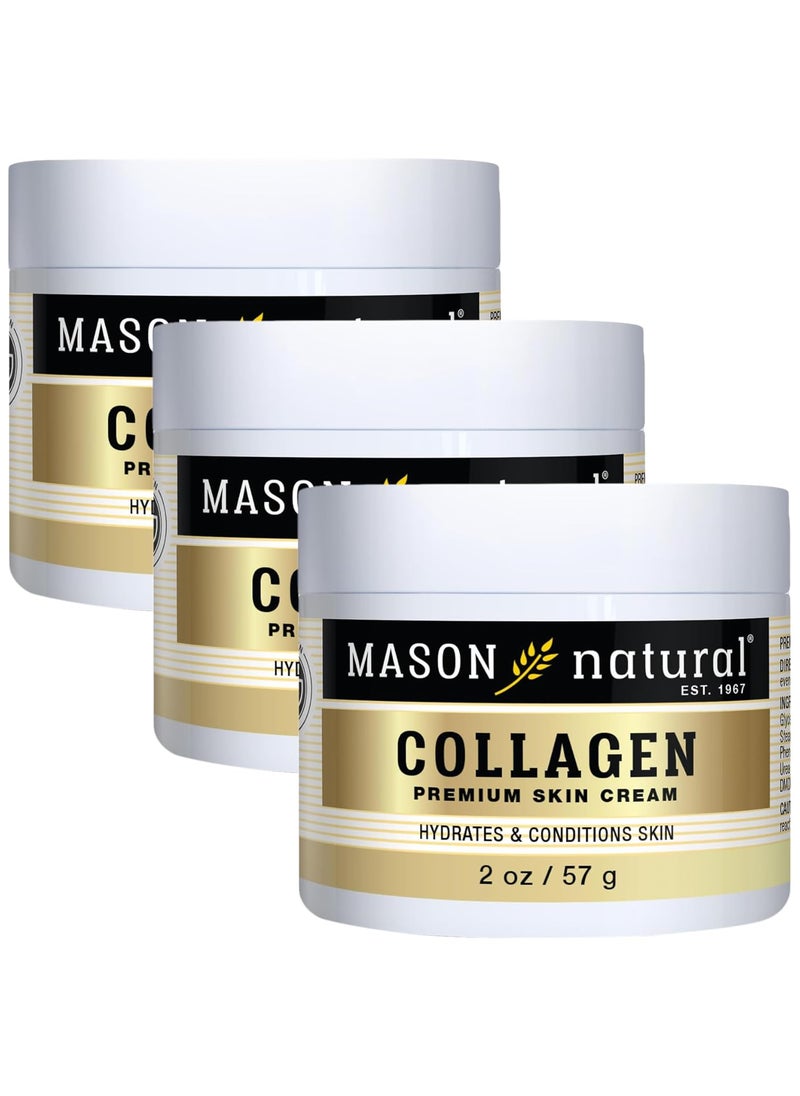 MASON NATURAL Collagen Premium Skin Cream  Anti Aging Face and Body Moisturizer Intense Skin Hydration and Firmness Pear Scent Paraben Free 2 OZ Pack of 3