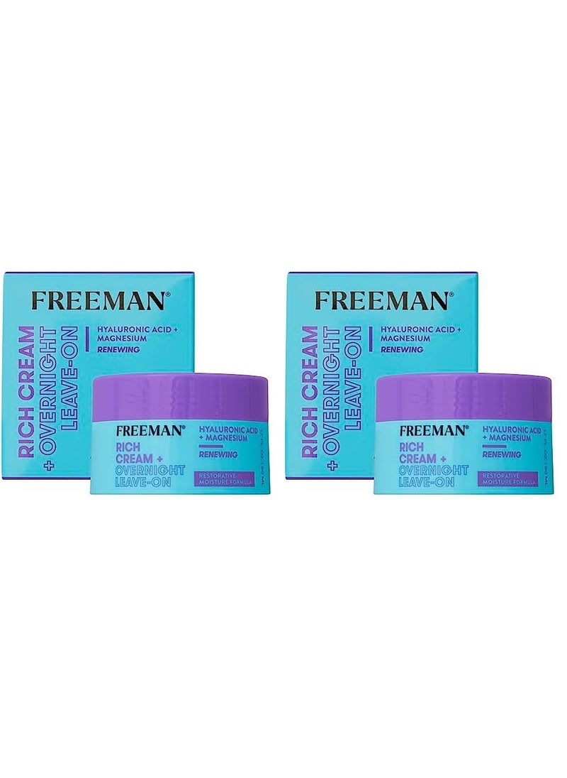 Freeman Restorative Moisturizing  Repairing Rich Cream  Overnight LeaveOn Treatment For Dull  Tired Skin Infused With Magnesium  Hyaluronic Acid To Hydrate 17 floz 50 mL Jar Pack of 2