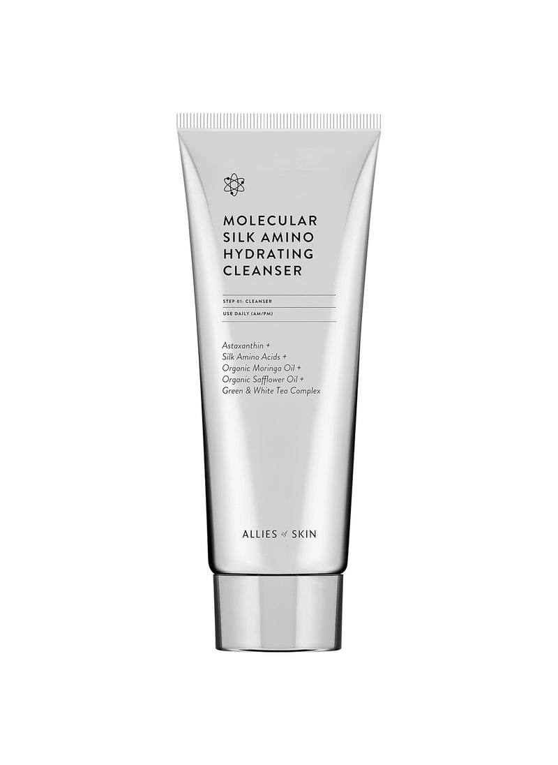 Allies of Skin Molecular Silk Amino Hydrating Cleanser Hyaluronic Acid Ceramides Safflower  Moringa Oils Nourishes Conditions  Repairs 100 ml24 oz