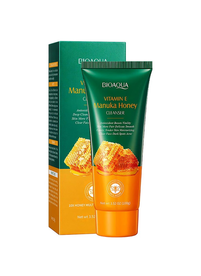 BIOAQUA Manuka Honey Facial Cleanser Vitamin E Deep Cleansing Foam Face Skin Repair Soften Moisturizing Hydrating 352oz100g