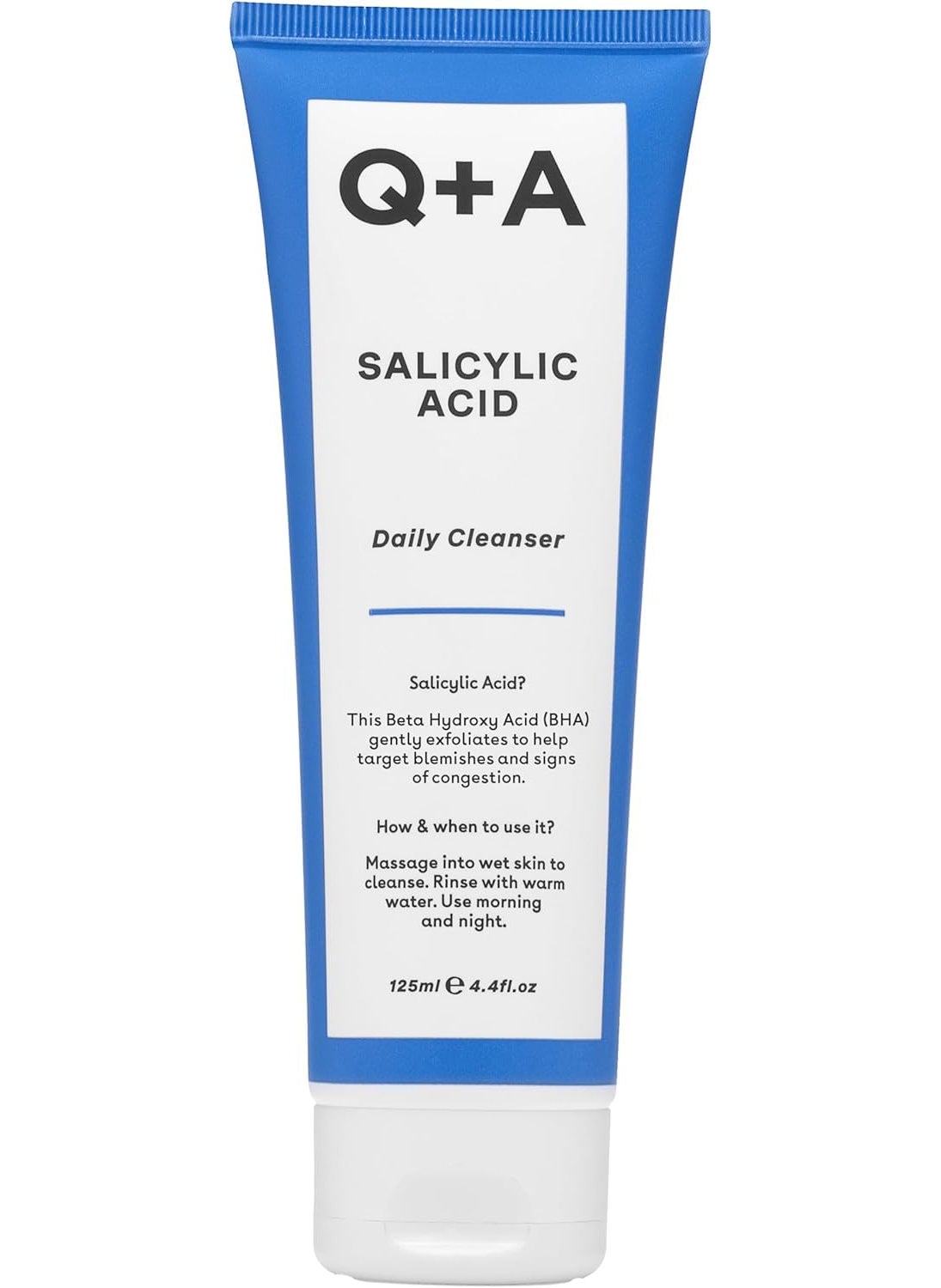 QA Salicylic Acid Daily Cleanser  Exfoliating Face Wash for Clear Skin Targets Breakouts  Pore Congestion Hydrating with Betaine  Allantoin Vegan  CrueltyFree Made in UK 125ml