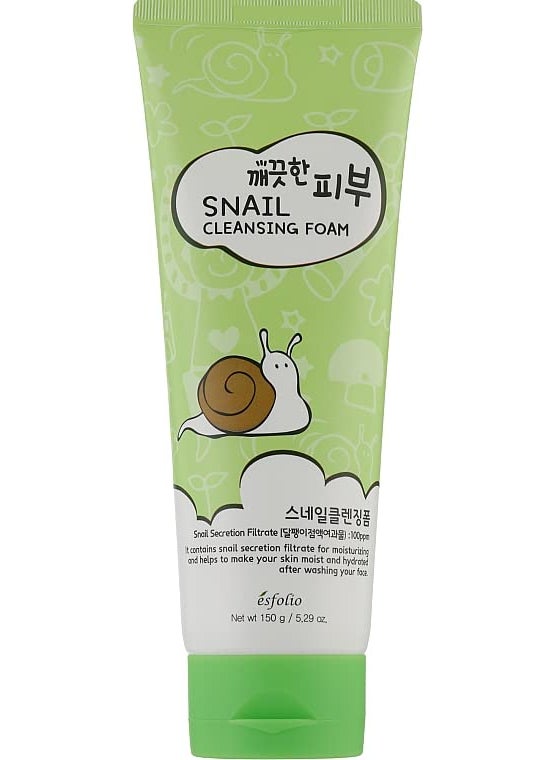 esfolio Snail Cleansing Foam  Nourishing Face Wash for Hydrated  Smooth Skin  Korean Skincare with Snail Extract for Deep Pore Cleansing  AntiAging  Gentle Foaming Facial Cleanser 529oz150g