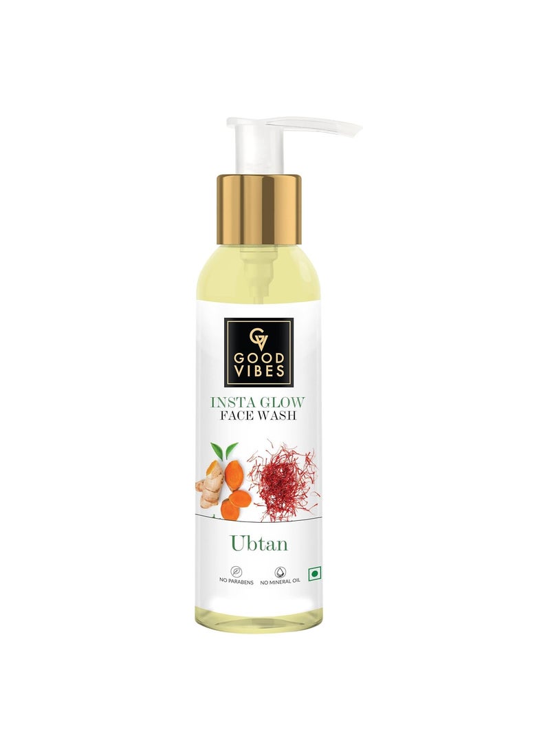 Good Vibes Ubtan Insta Glow Face Wash  with Turmeric  Saffron  Gently Removes Dirt  Impurities  Soothing  Moisturizing Facial Cleanser  406 Fl Oz120ml