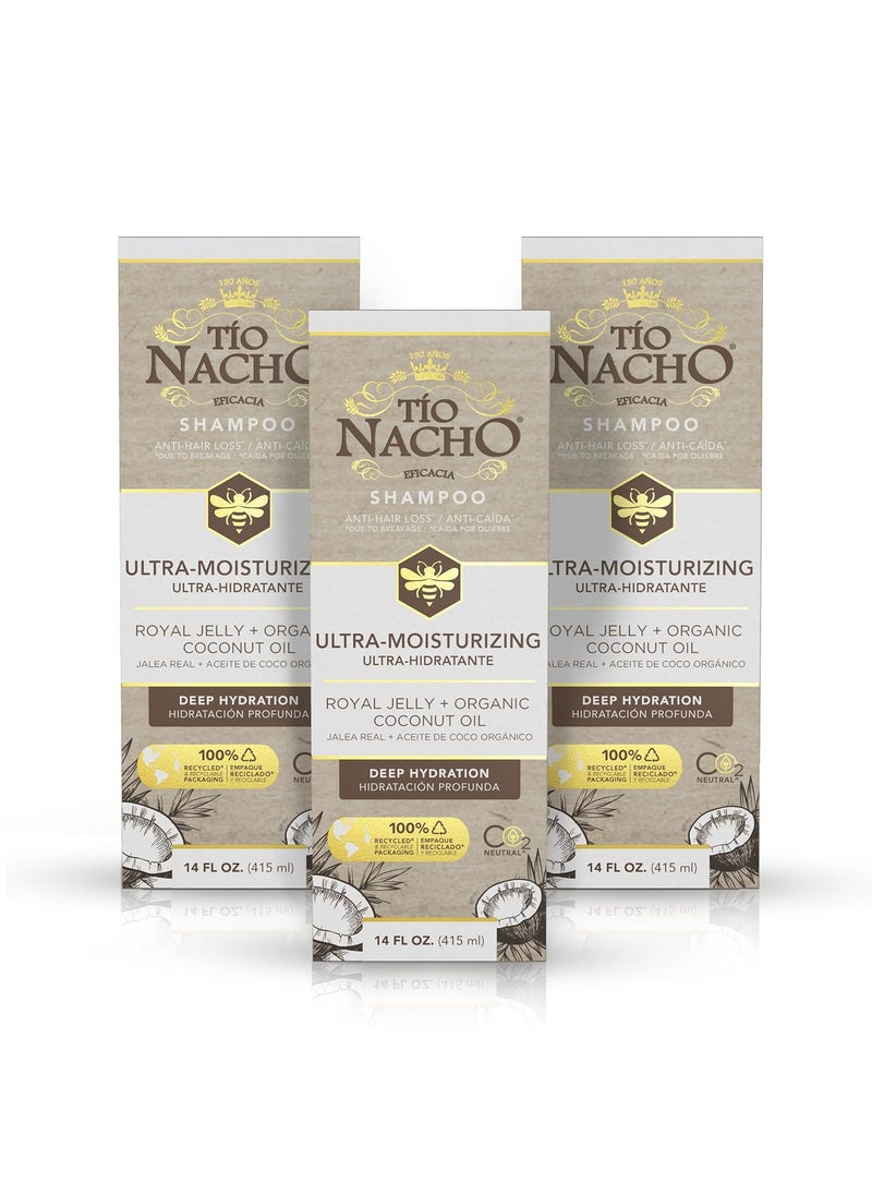 Tio Nacho Ultra Hydration Shampoo with Coconut Oil  Royal Jelly Hydrating  Nourishing for Dry Damaged Hair Fights Frizz  Protects from Breakage 14 Fluid Ounces Pack of 3