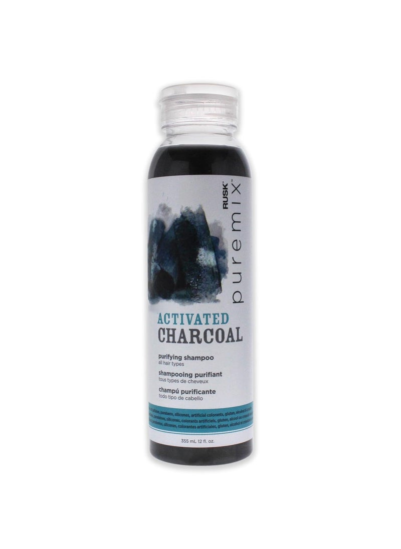 RUSK Puremix Activated Charcoal Purifying Shampoo Cleanses and Absorbs Excess Oil Dirt and Gunk Without Stripping Away Natural Oils 12 oz