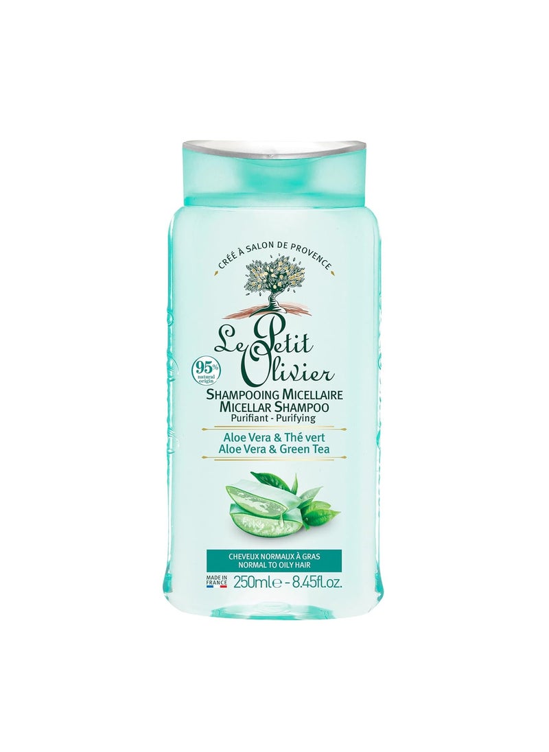 Le Petit Olivier Purifying Micellar Shampoo  Aloe Vera And Green Tea  Cleanses Hair  Reduce Excess Sebum  Suitable For Normal To Oily Hair  Free Of Silicones  845 Oz