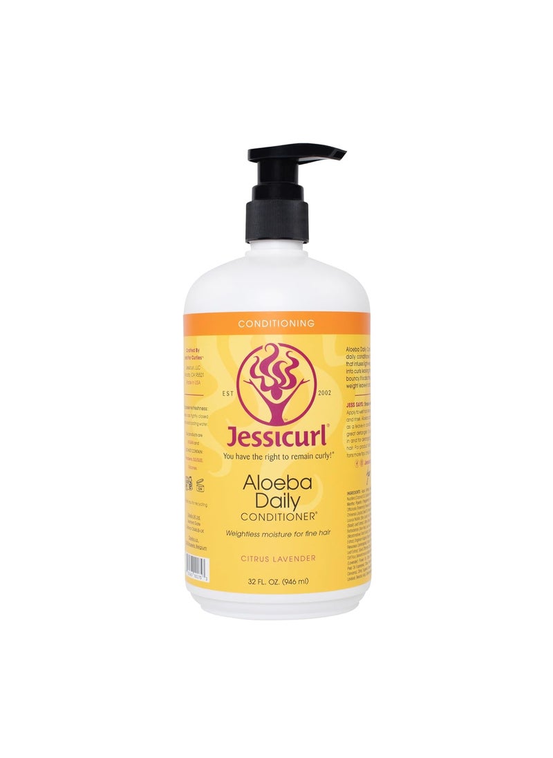 Jessicurl Aloeba Daily Conditioner for Curly Hair Citrus Lavender 32 Fl oz Leave in Conditioner and Detangling Conditioner for Fine Hair