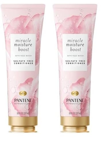 Pantene Nutrient Blends Miracle Moisture Boost Rose Water Conditioner for Dry Hair Sulfate Free 8 Fl Oz Pack of 2