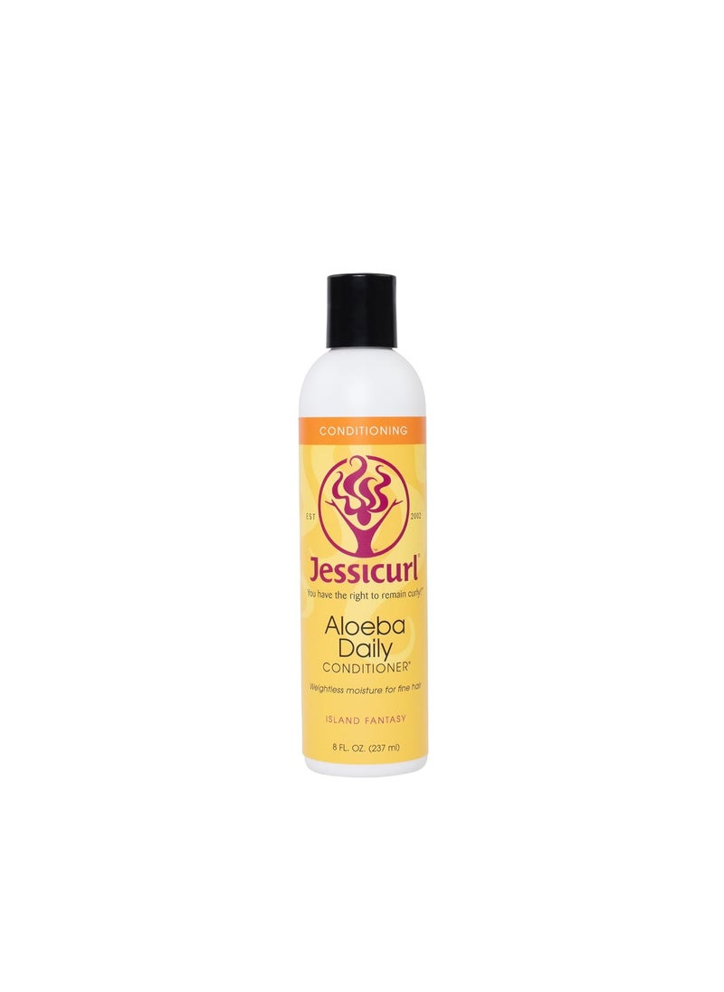 Jessicurl Aloeba Daily Conditioner for Curly Hair Island Fantasy 8 Fl oz Leave in Conditioner and Hair Detangler for Fine Hair