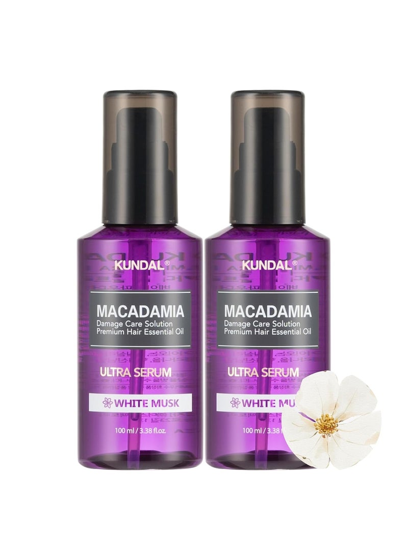 Kundal Intense Repair with White Musk Quick Damage Care Serum  Premium Hair Essential Oil Ultra Nourishing Natural Ingredients 200ml 338 floz x 2EASET