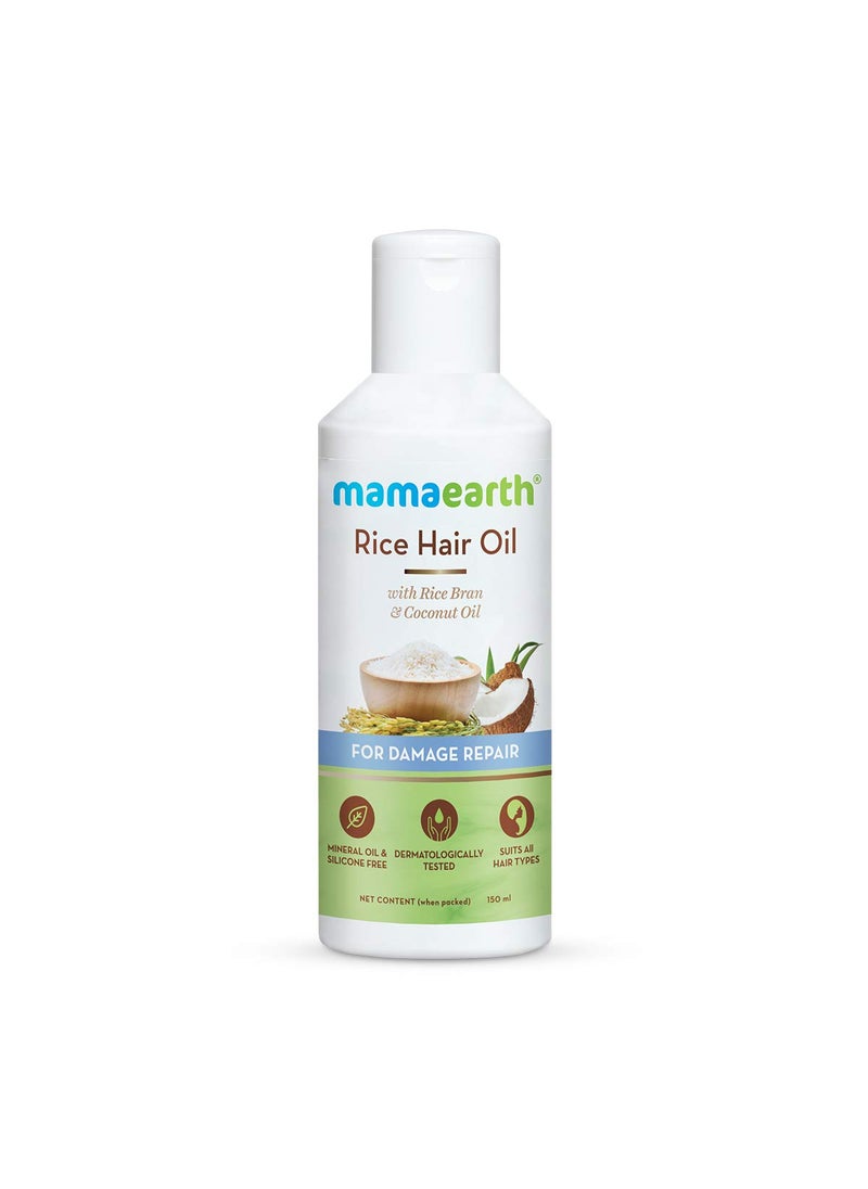 MAMAEARTH Rice Hair Oil  Hair Growth and Damage Repair Formula  Controls Hair Breakage  Give Strong Roots  Strengthening Oil for Scalp Massage  507 Fl Oz150 ml