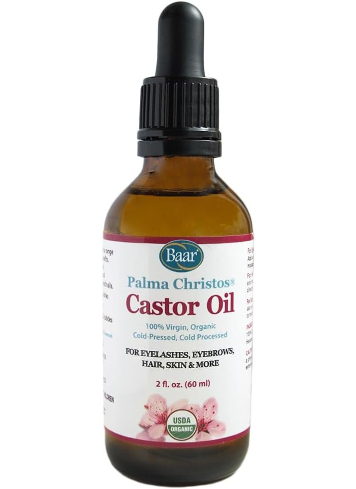 Baar Palma Christos Castor Oil Organic 100 Pure ColdPressed HexaneFree Products Helps with Conditions for Hair Growth for Eyebrows Hair and Eyelashes Natural Hair Treatment Oil 2 oz
