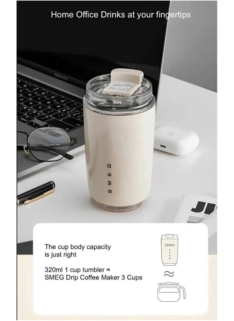 SMEG 350ML Milk White Beverage Cup Travel Portable Drinking Cup Stainless Steel Vacuum Leak proof Coffee Thermos