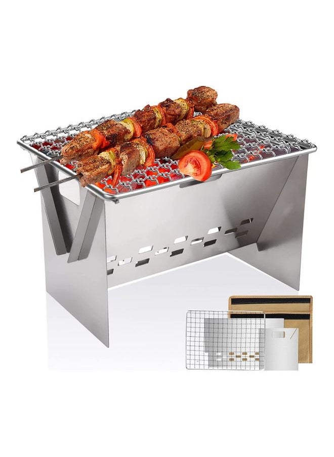 Portable Folding Stainless Steel Outdoor Wood Burning Camp Stove with Bag 13.5 x 20 x 20cm