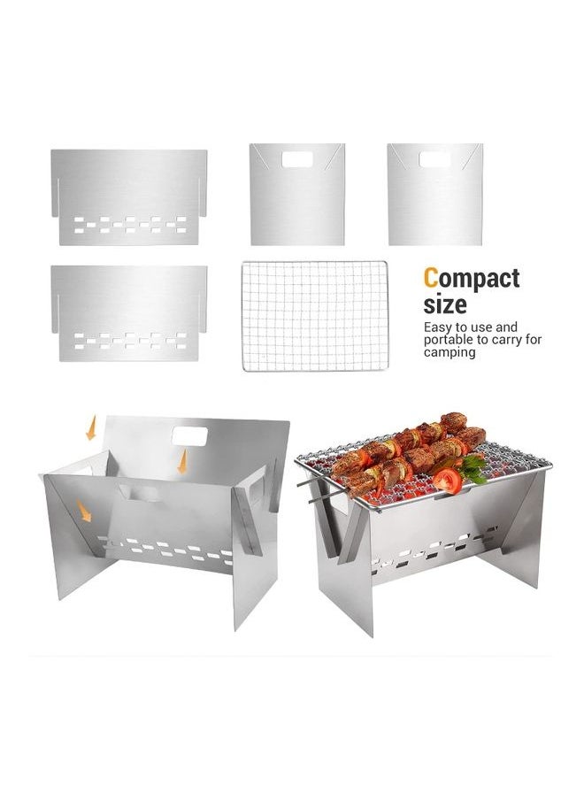 Portable Folding Stainless Steel Outdoor Wood Burning Camp Stove with Bag 13.5 x 20 x 20cm