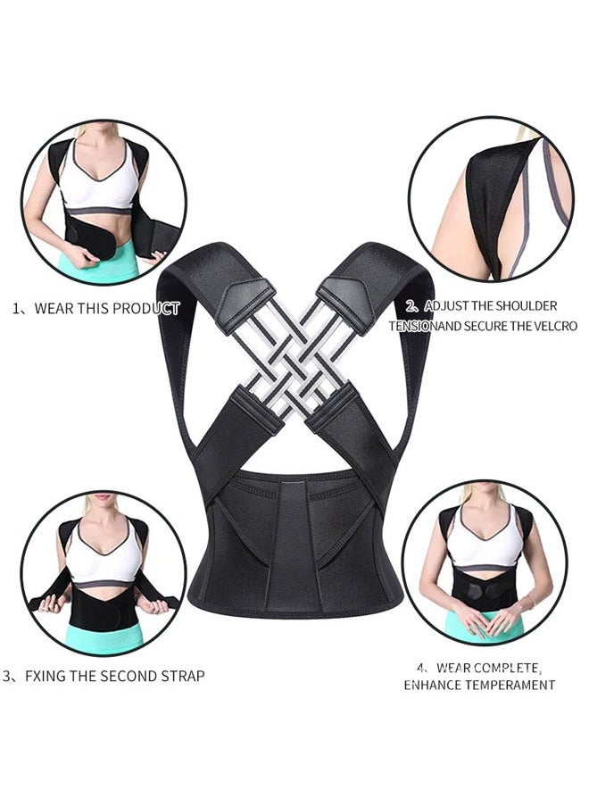 Adult Posture Corrector Back Support Brace1.5 Thickness-Black 1.5 Thickness-Black