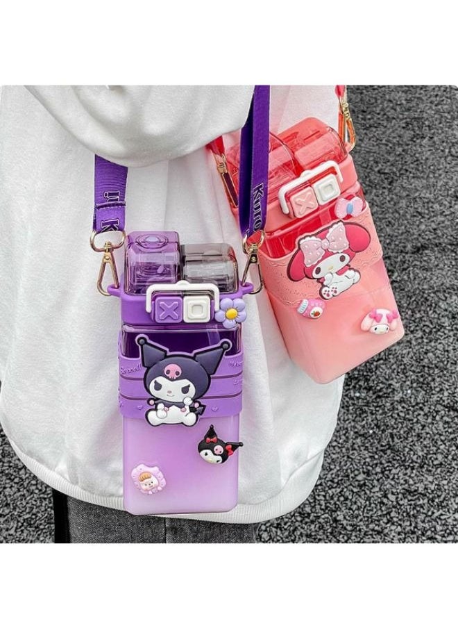Kuromi Water Bottle 520ml with Strap – Cute & Portable Hydration Companion
