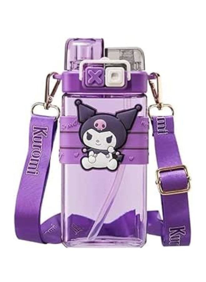 Kuromi Water Bottle 520ml with Strap – Cute & Portable Hydration Companion