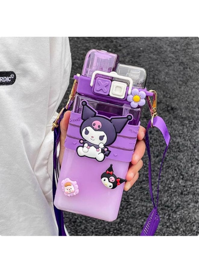 Kuromi Water Bottle 520ml with Strap – Cute & Portable Hydration Companion