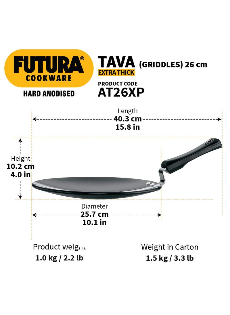 Hawkins - L57 Futura Hard Anodised Tawa with Plastic Handle, 26cm, Black and Q54 Futura Non-Stick Kadhai Deep-Fry Pan, 2.5 Litres/26cm, Black