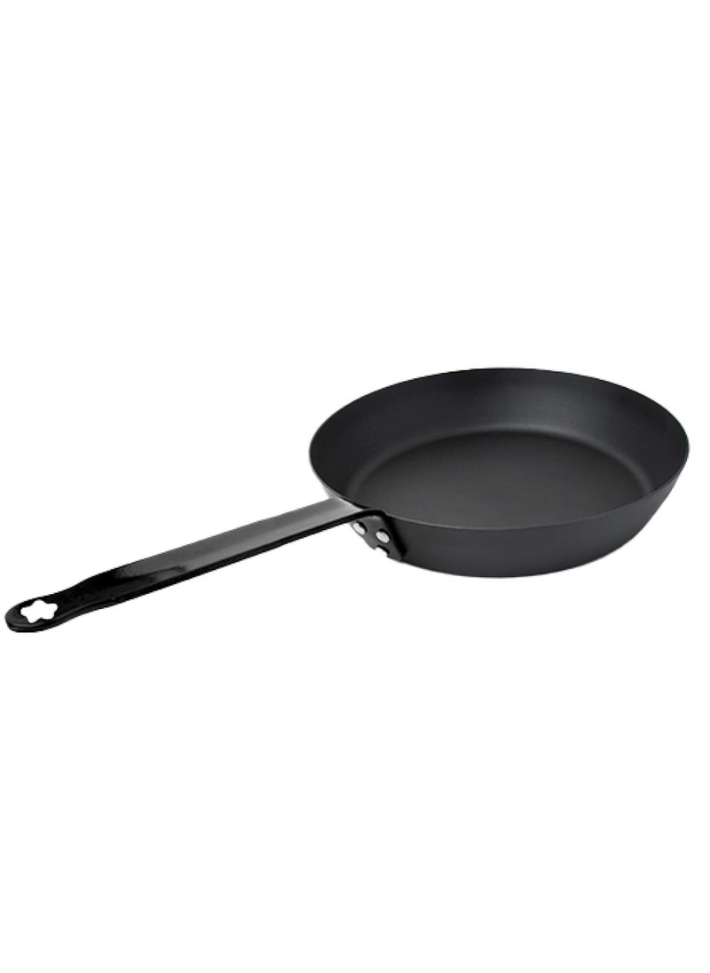 Kuber Industries Non-Stick Carbon Steel Frying Pan with Handle | Lightweight Pan for Omelettes & Fish Cooking & Tadka | Scratch Resistent, Gas & Induction Compatible | Black-KSG002-BLK