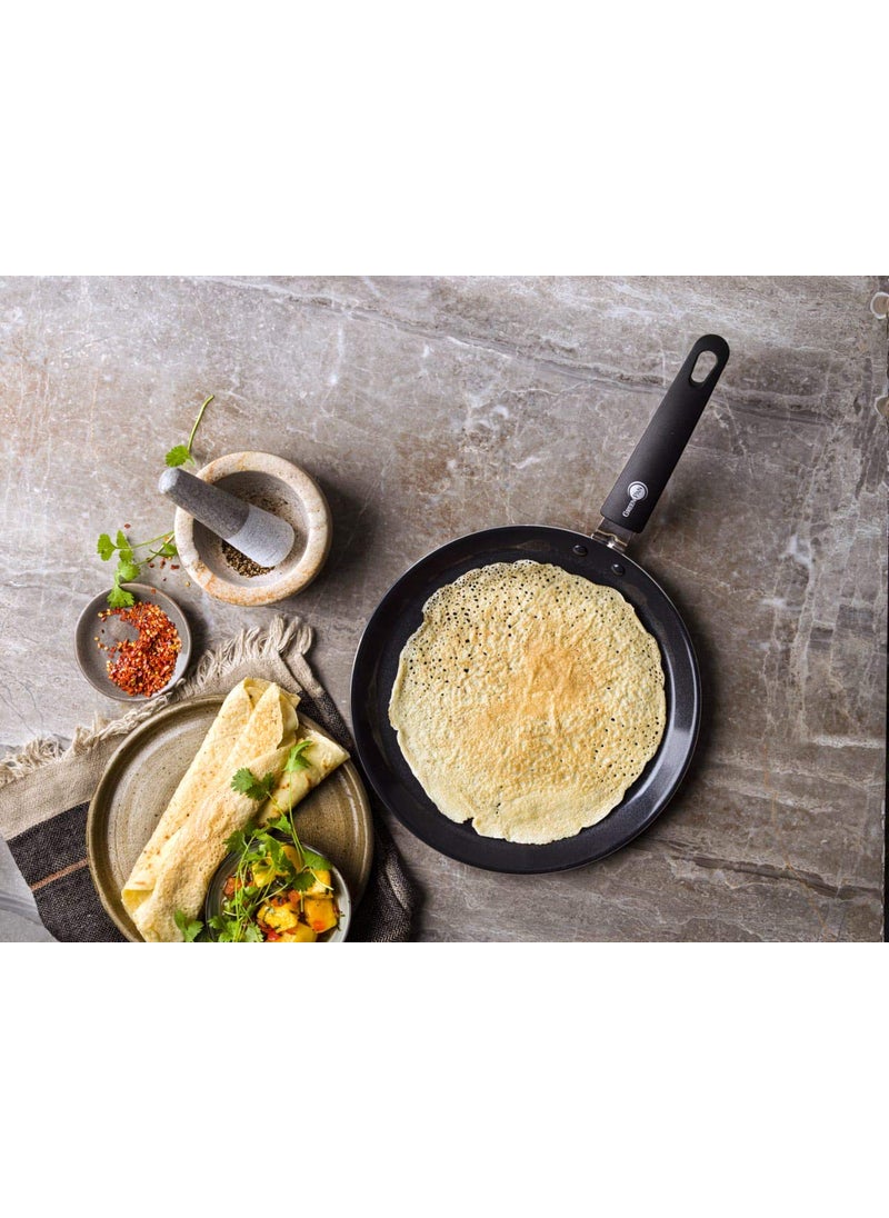 GreenPan Essential Ceramic Non-Stick Open Dosa Pan (Grey, 28 cm)
