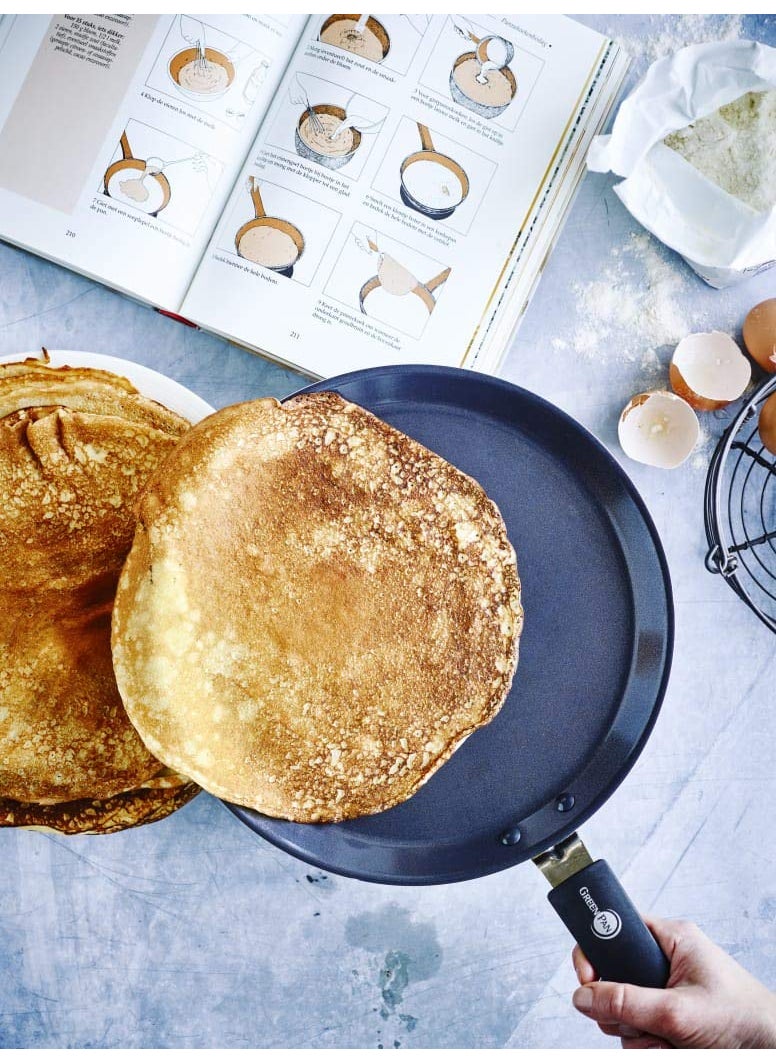 GreenPan Essential Ceramic Non-Stick Open Dosa Pan (Grey, 28 cm)