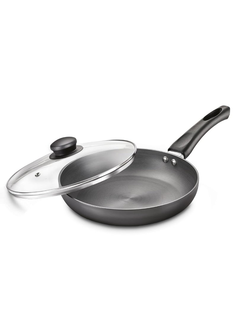 Judge by Prestige 24cm (1.7L) Vista Hard Anodized Fry Pan with Glass Lid | Gas & Induction Compatible | Cool Touch Handle |Metal Spoon Friendly