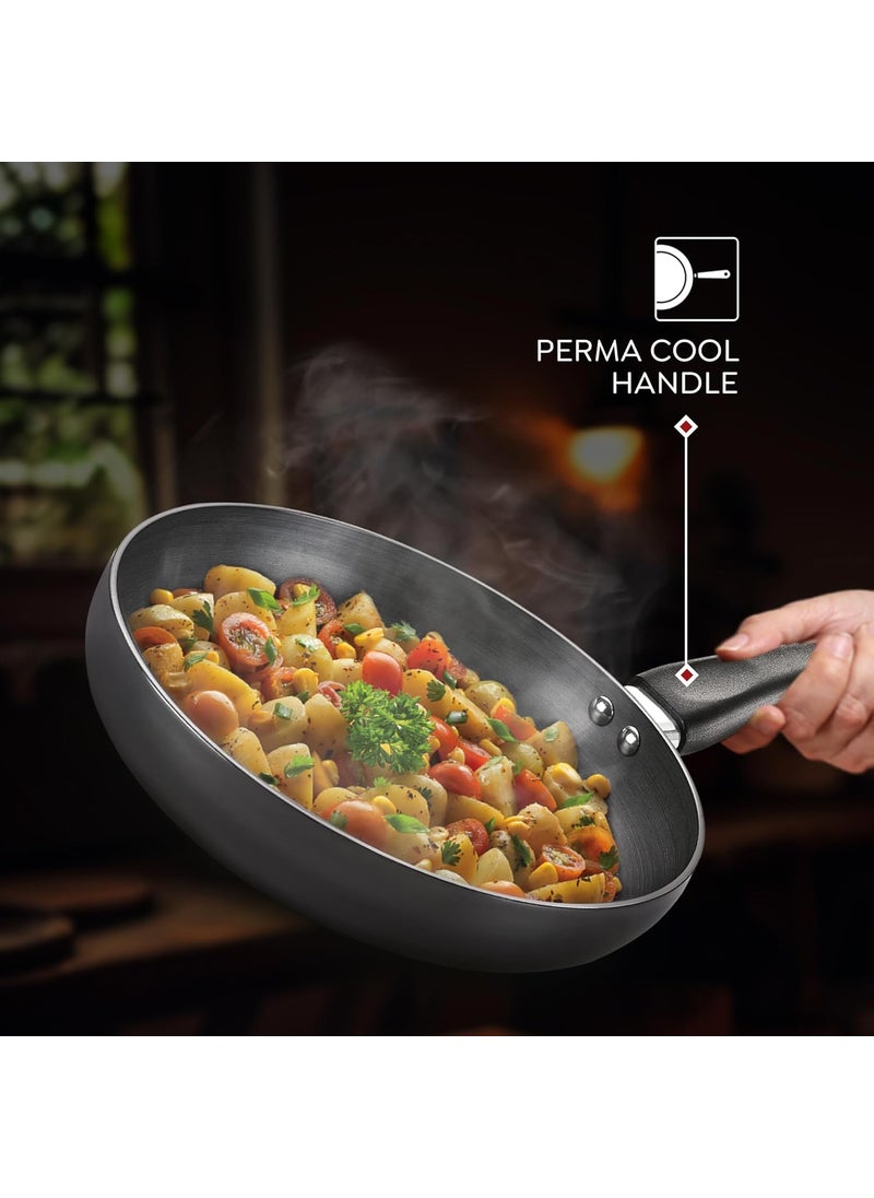 Judge by Prestige 24cm (1.7L) Vista Hard Anodized Fry Pan with Glass Lid | Gas & Induction Compatible | Cool Touch Handle |Metal Spoon Friendly
