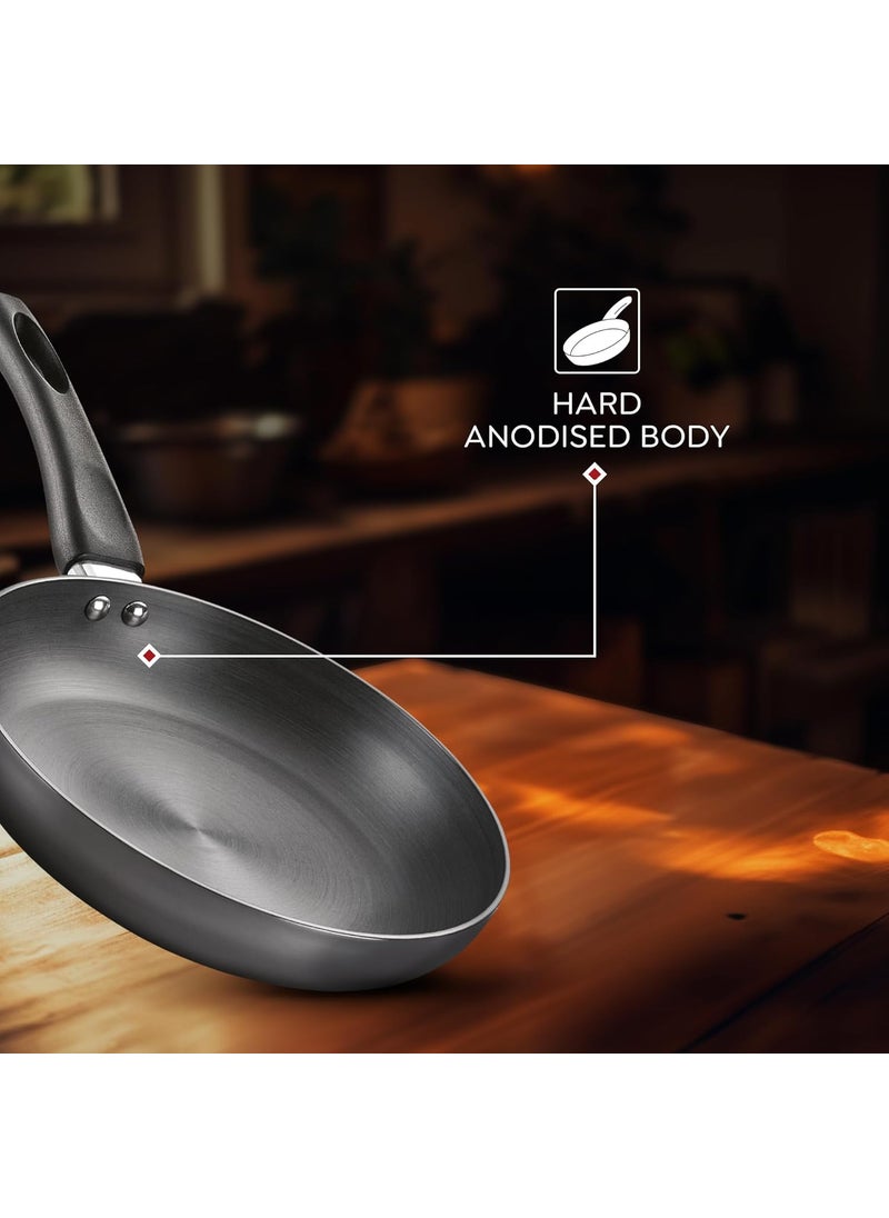 Judge by Prestige 24cm (1.7L) Vista Hard Anodized Fry Pan with Glass Lid | Gas & Induction Compatible | Cool Touch Handle |Metal Spoon Friendly