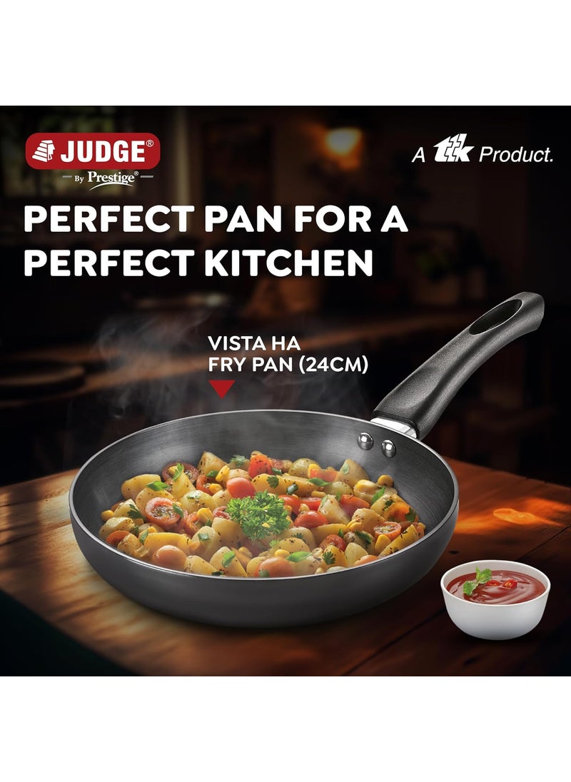 Judge by Prestige 24cm (1.7L) Vista Hard Anodized Fry Pan with Glass Lid | Gas & Induction Compatible | Cool Touch Handle |Metal Spoon Friendly