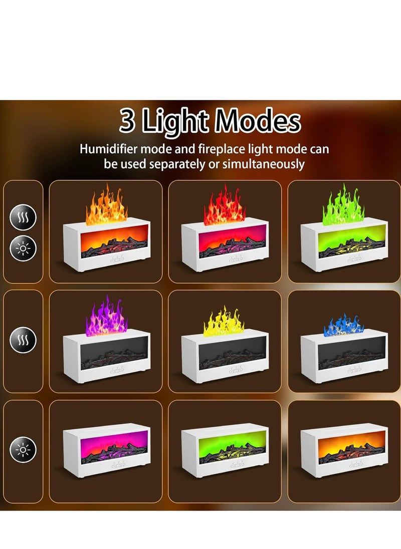 Mini Fireplace Aromatherapy Diffuser 7 Color Lights Fireside Bonfire Flame Air Humidifier for Home 150ml Timer & Auto-Off Essential Oil Diffuser with Remote for Spa, Yoga, Office (White)