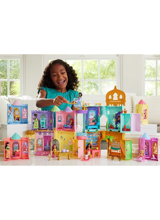 Princess Tower Surprise Small Dolls & Accessories, Stacking Playsets with 4 Surprises & Friend from Disney Movies (Styles May Vary)