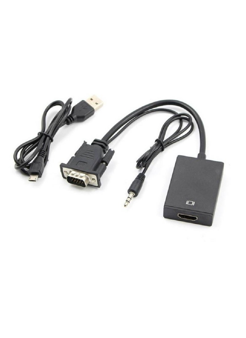 VGA To HDMI Converter Output 1080P HD With Audio Adapter Cable Black