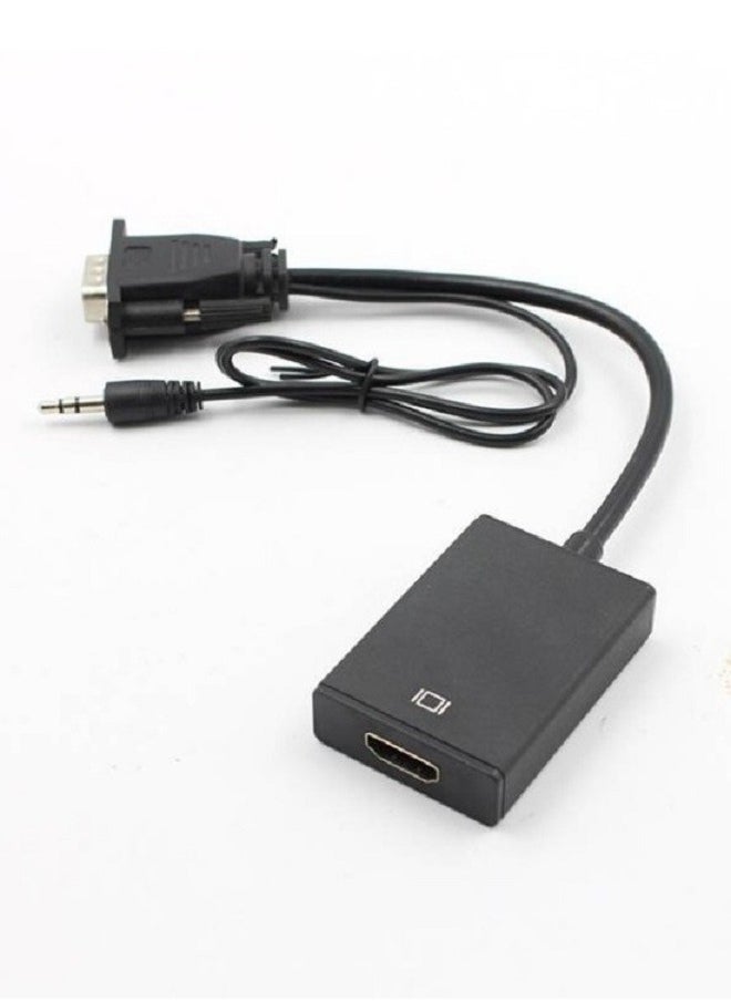 VGA To HDMI Converter Output 1080P HD With Audio Adapter Cable Black