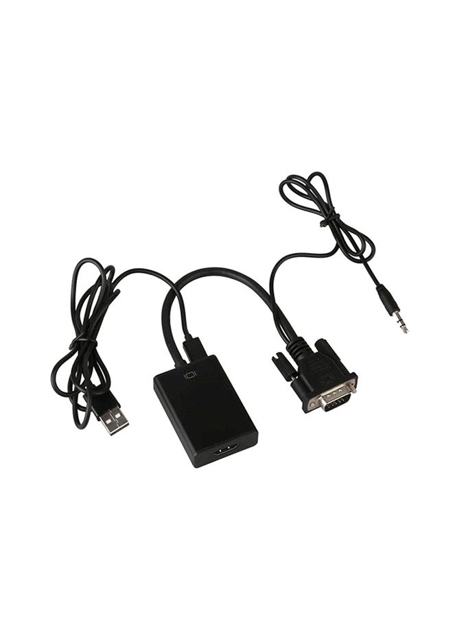 VGA To HDMI Converter Output 1080P HD With Audio Adapter Cable Black