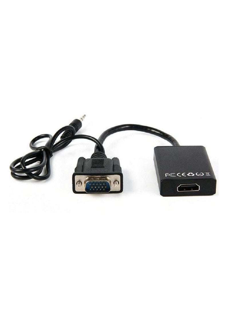 VGA To HDMI Converter Output 1080P HD With Audio Adapter Cable Black