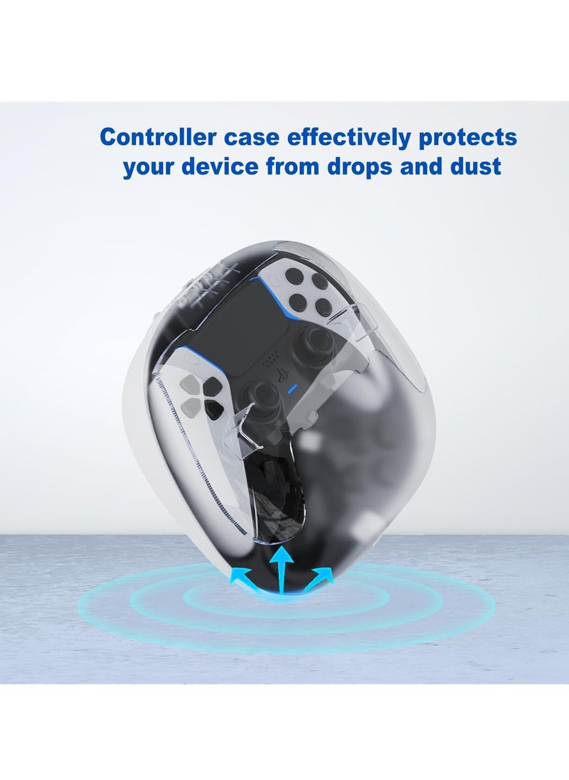 Controller Protective Case for PS5 Dualsense/Xbox Series X/S/One Controllers, Hard Shell Travel Case, Dust-Resistant, Shock-Proof with Type-C Charging Cable, Wall Hook, Lanyards